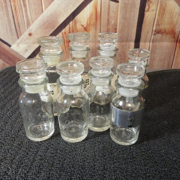 Vintage Glass Spice Herb Bottles W toppers. EUC~Japan made~Apothaecary~Witch - Picture 1 of 4